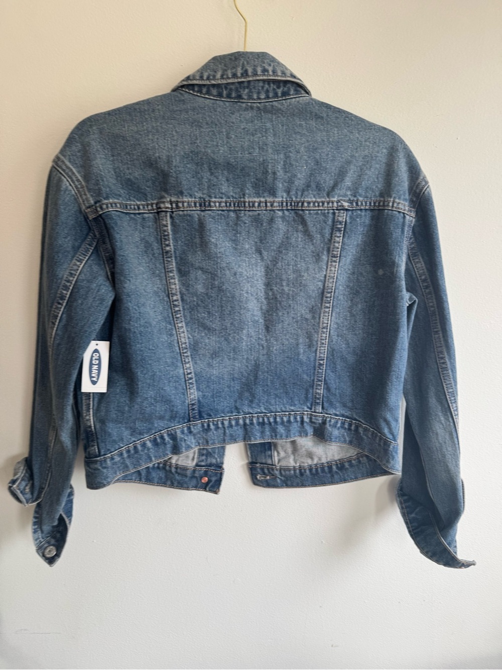 Old Navy Cropped Denim Jacket Medium Wash Button Front Small NWT - Picture 6 of 8